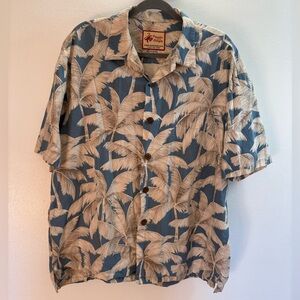 Paradise On A Hanger Blue Palm Hawaiian Shirt XL